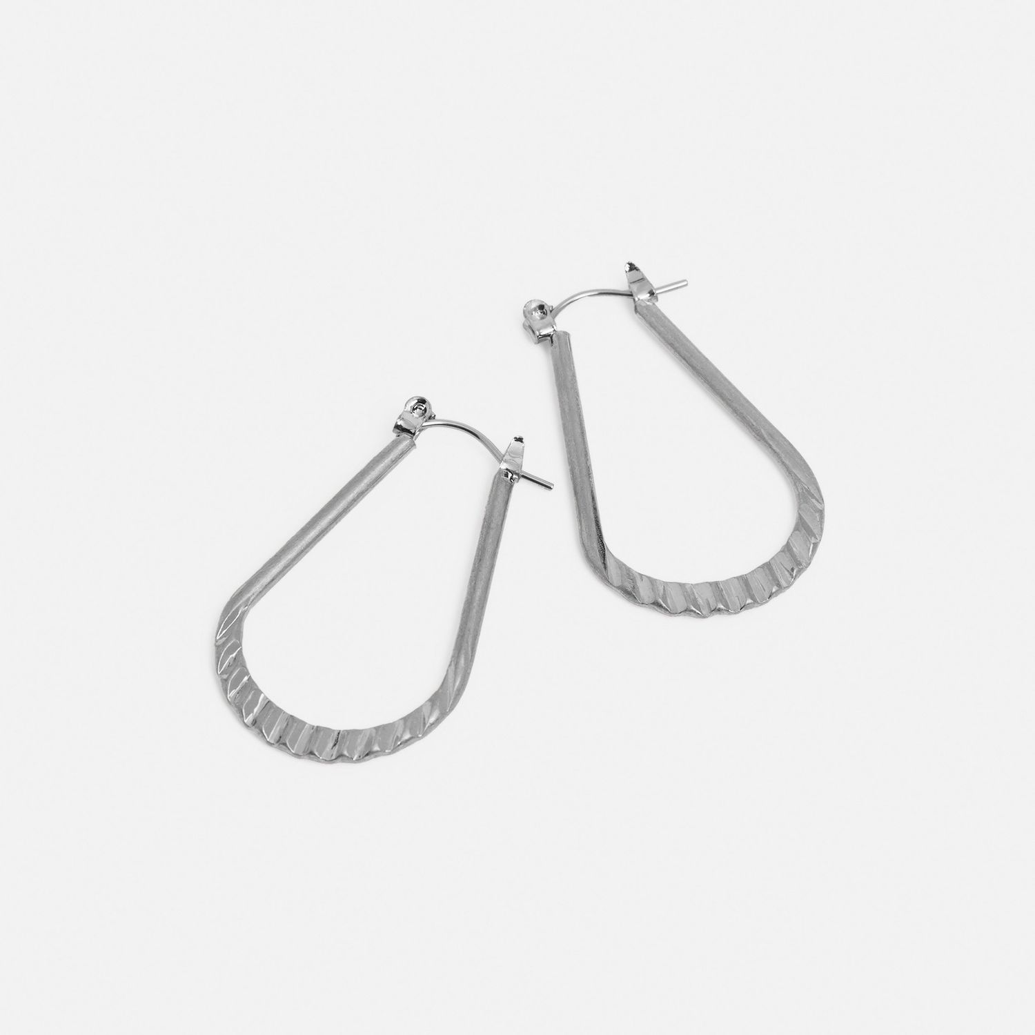 Whispers - Crinkle Teardrop Dangle Earrings - Silver