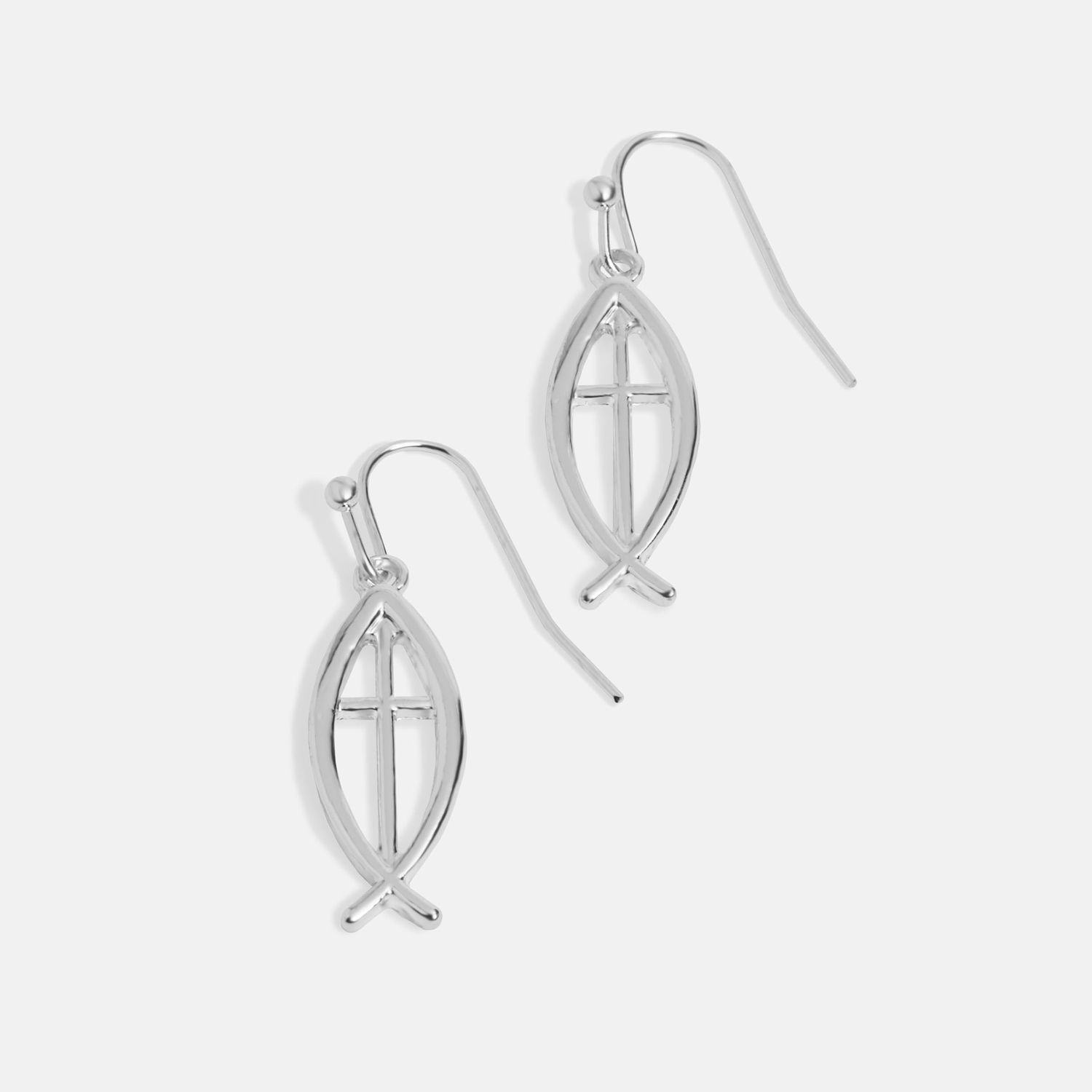 Whispers - Faith Fish Dangle Earrings - Silver