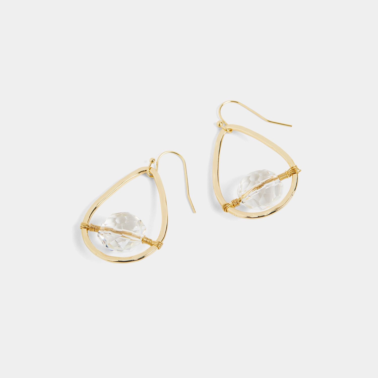 Whispers - Floating Bead Teardrop Earrings - Gold