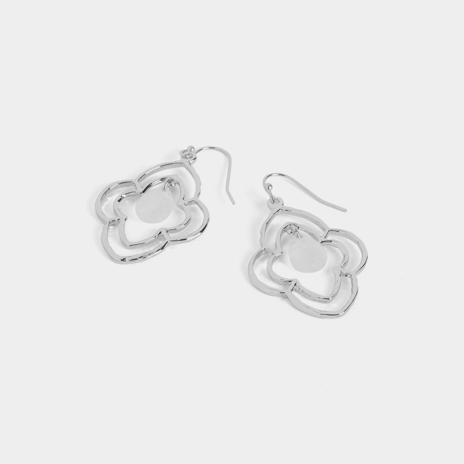 Whispers - Quatrefoil Dangle Earrings - Silver