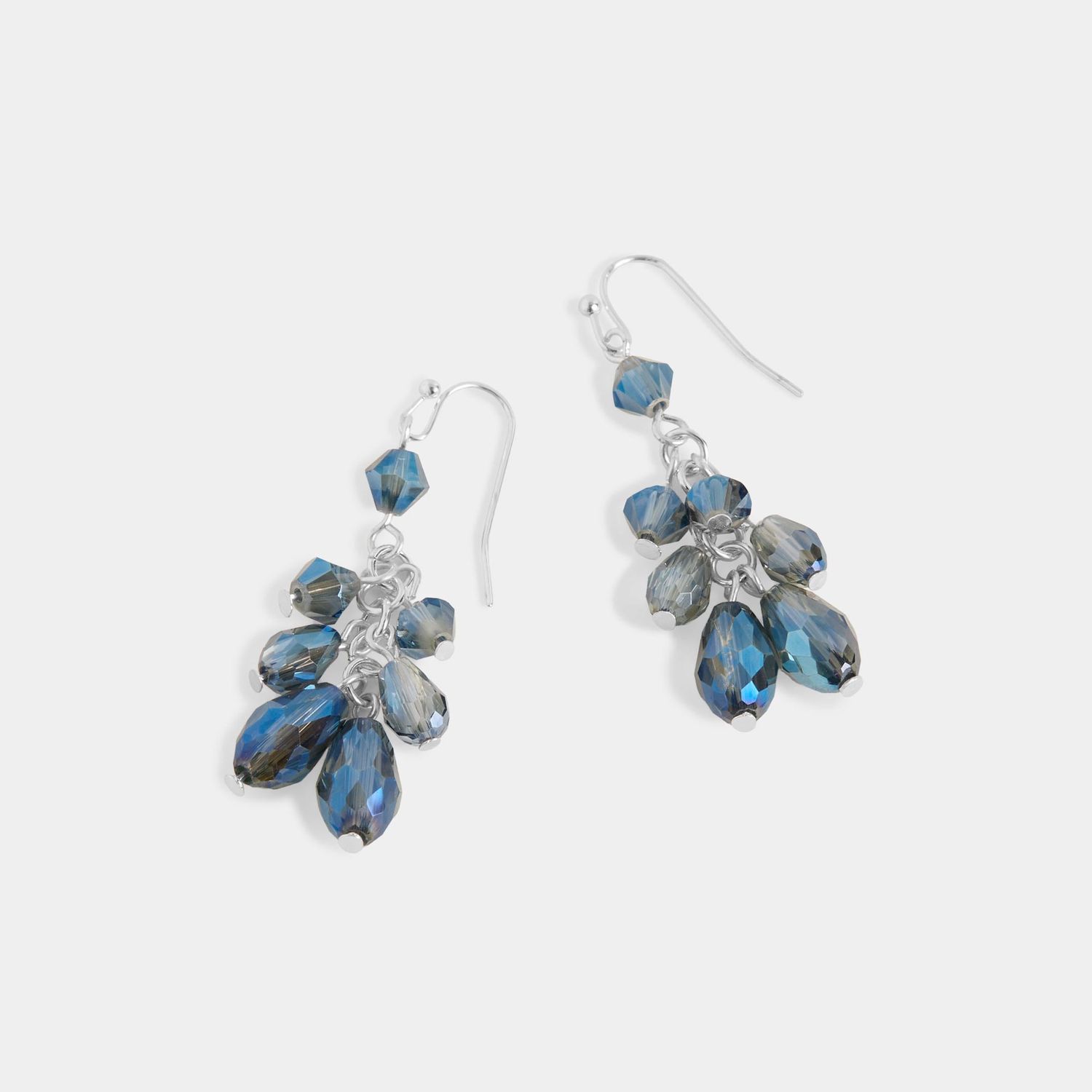 Whispers - Shimmering Bead Dangle Earrings - Blue