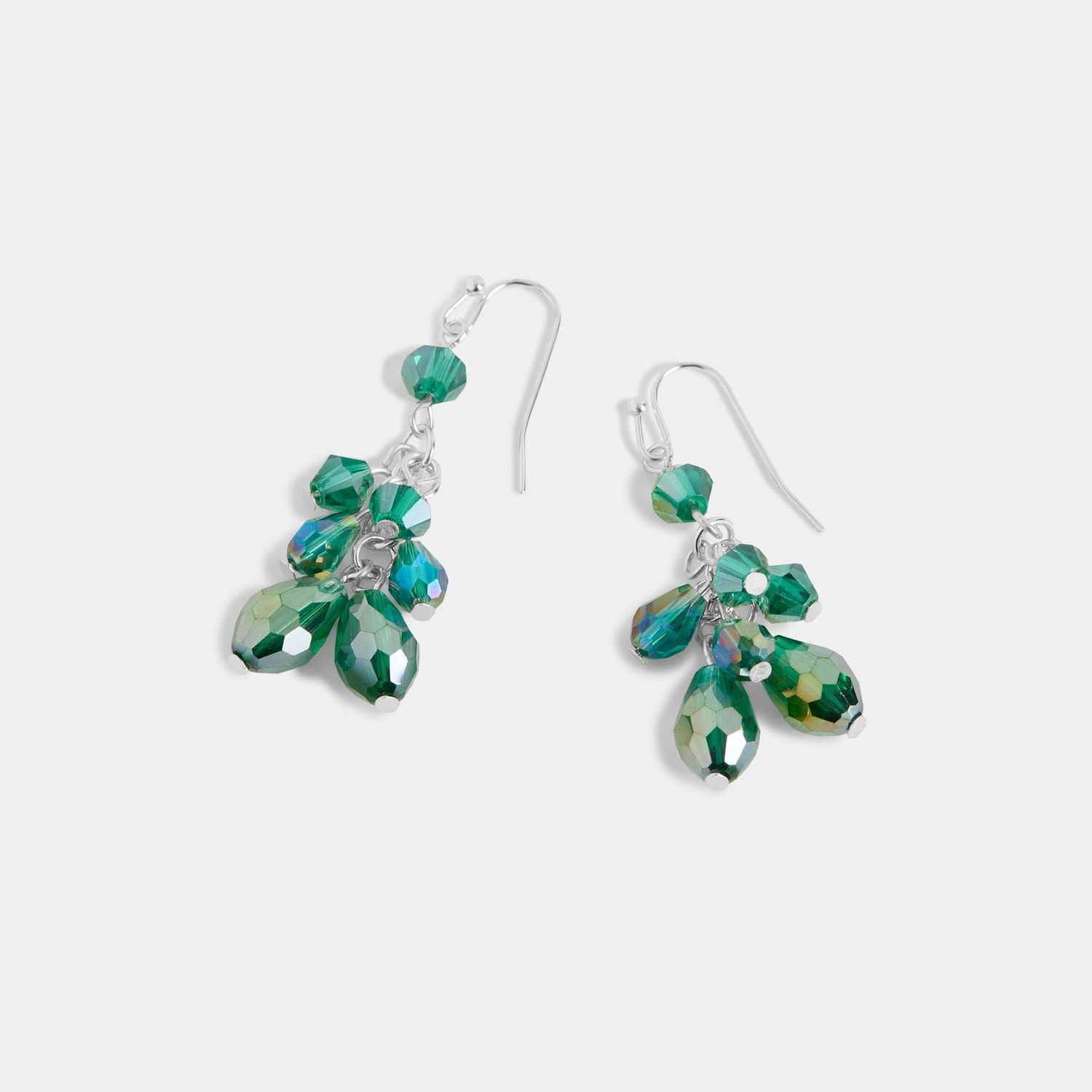 Whispers - Shimmering Bead Dangle Earrings - Green
