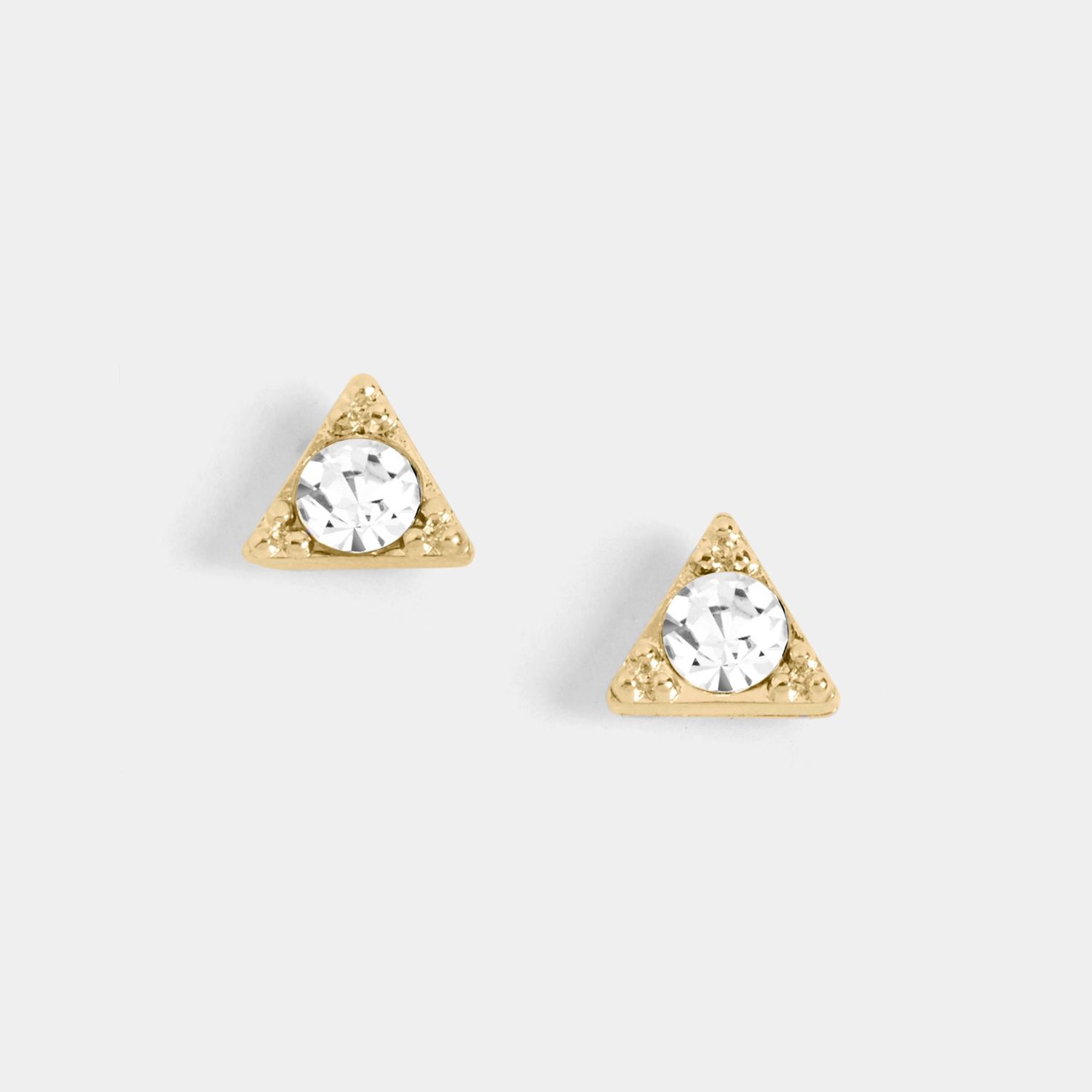 Whispers - Triangle Stone Stud Earrings - Gold