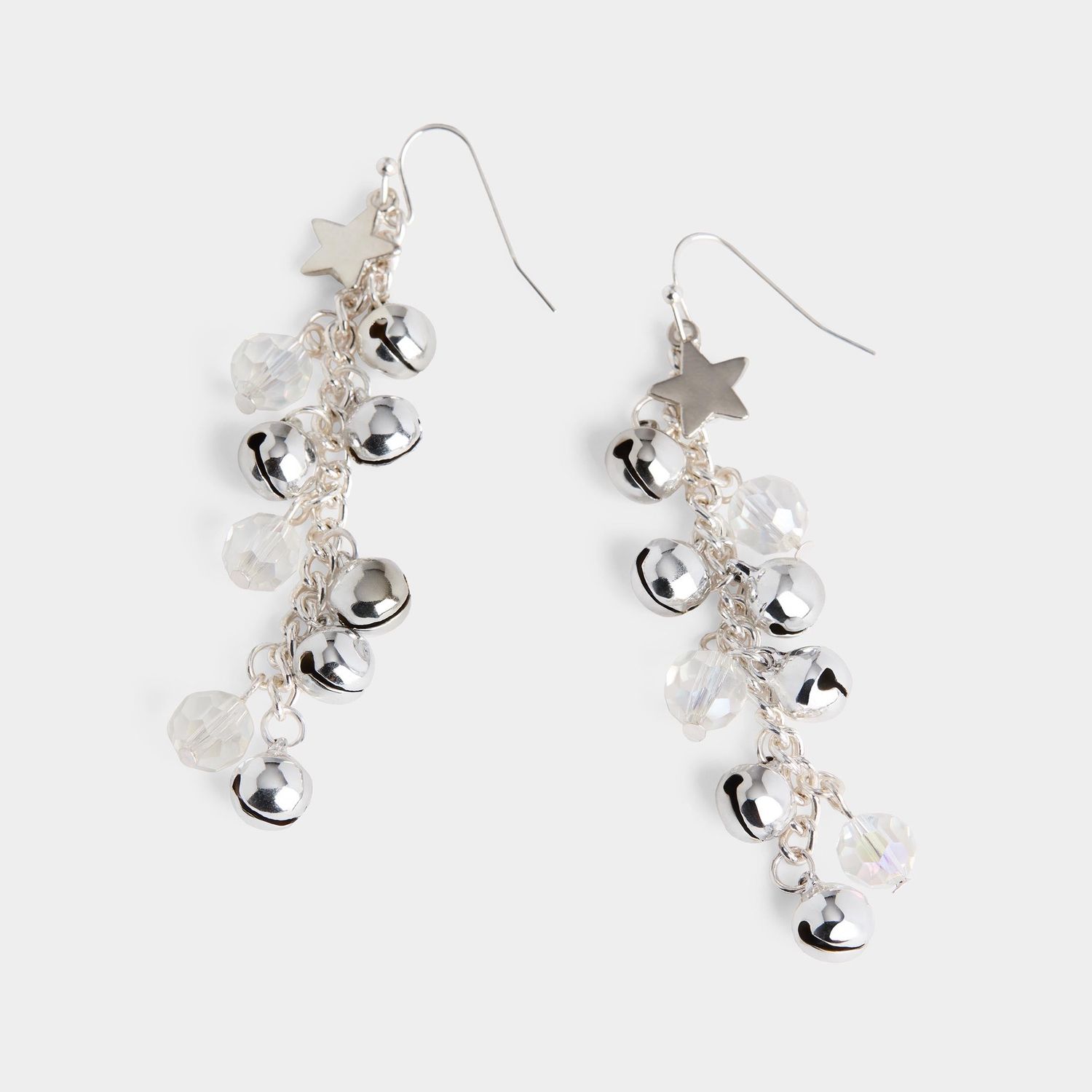 Whispers - White Christmas Dangle Earrings - Silver