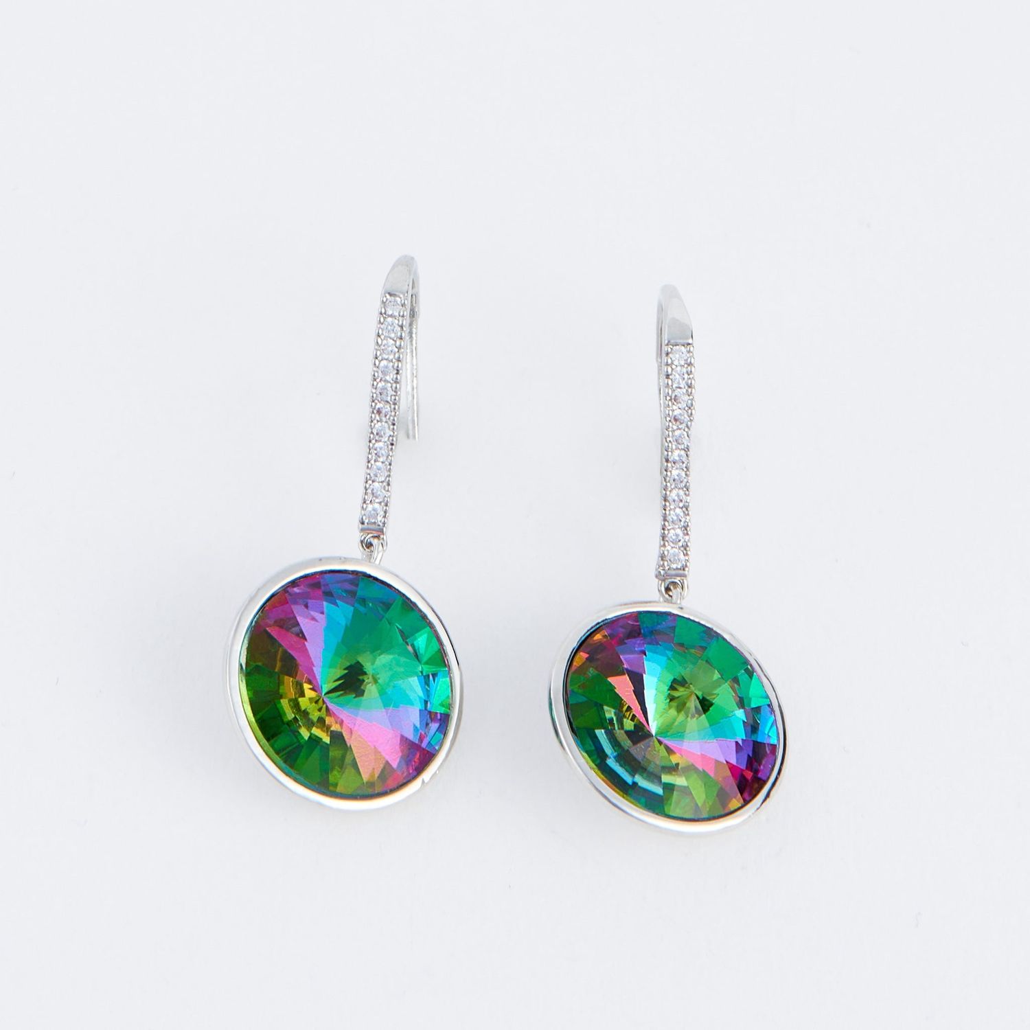 Coraline Circle Drop Gemstone Earrings - Aurora Borealis