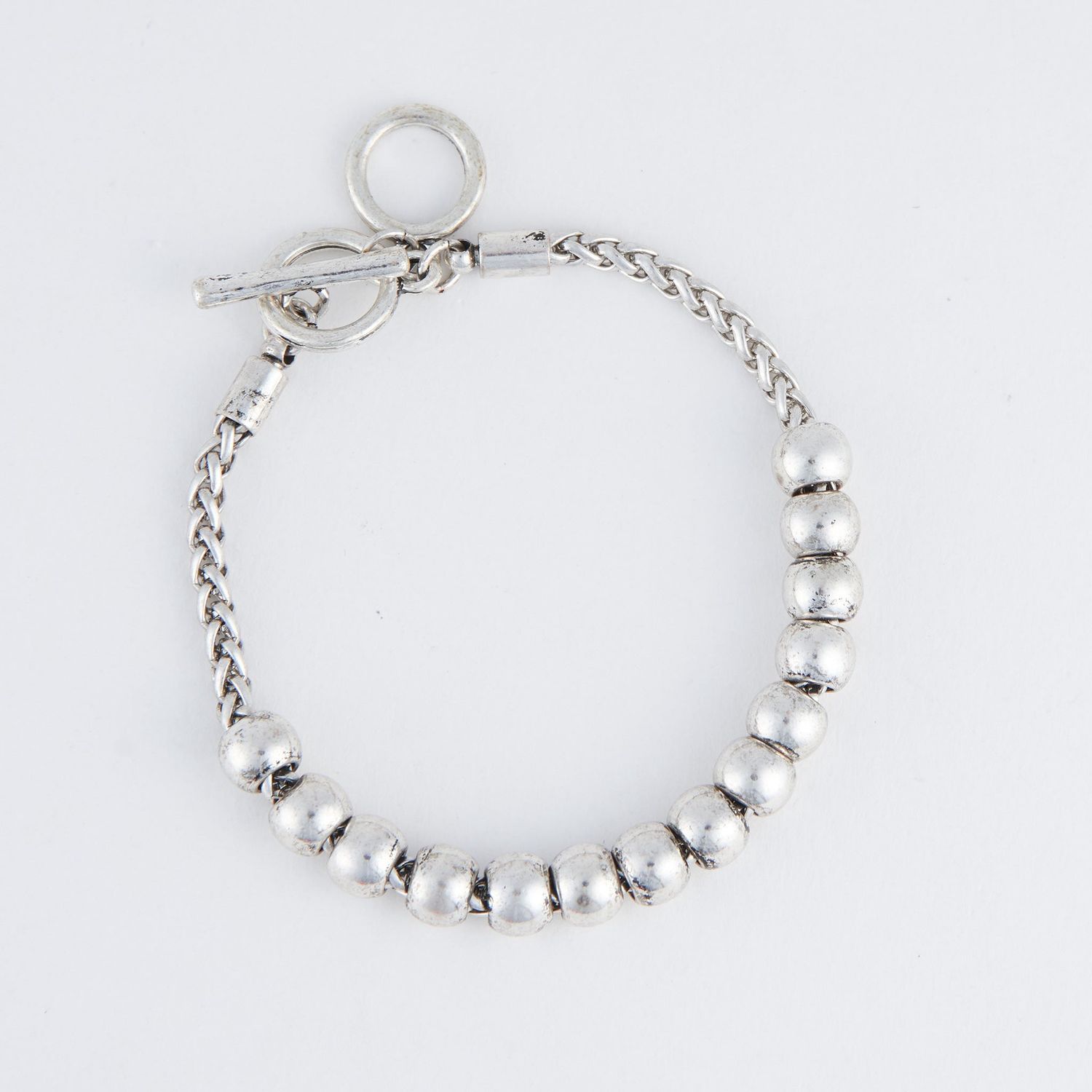 Darcie Beaded Toggle Bracelet - Silver