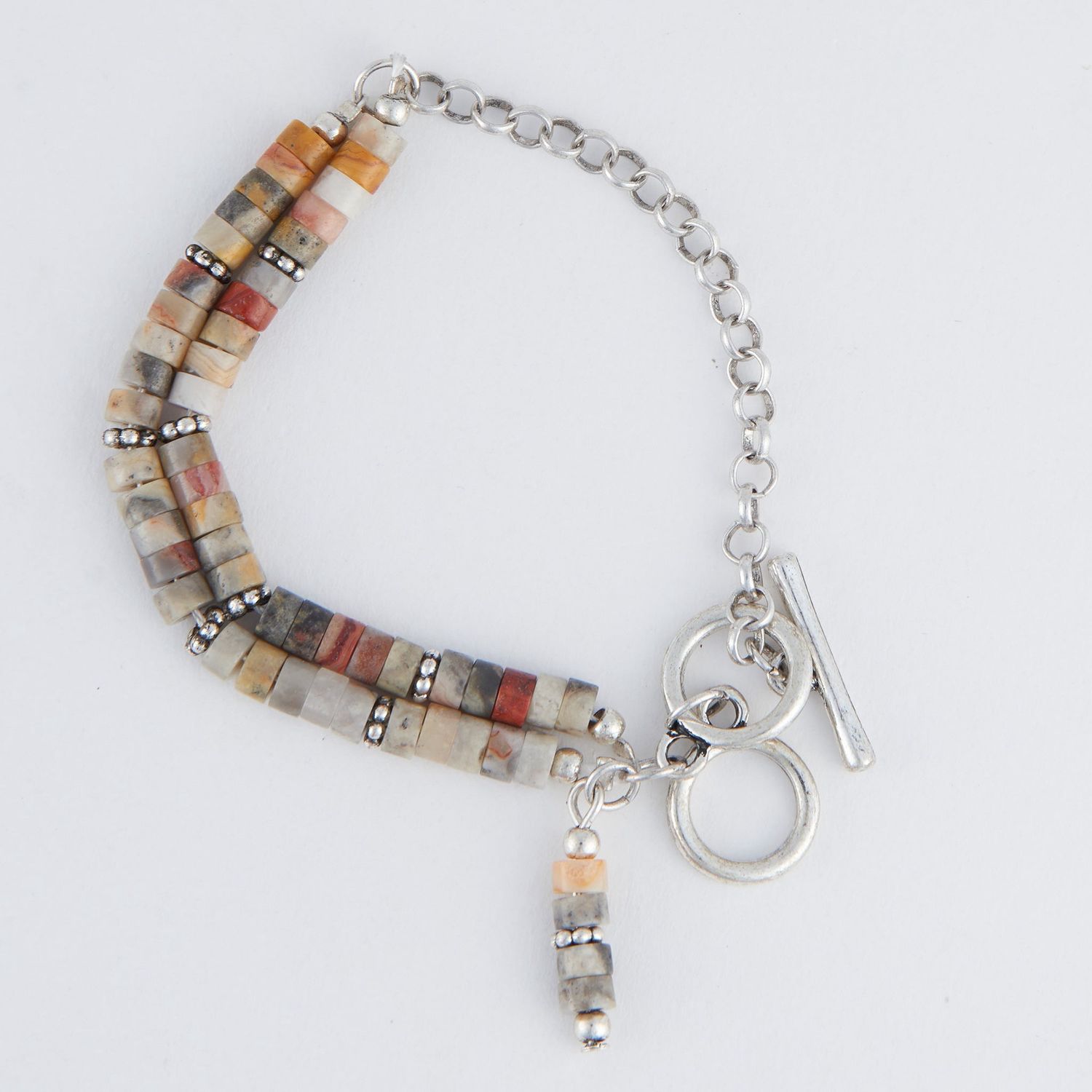 Darby Agate Multi Row Toggle Bracelet - Multi Natural