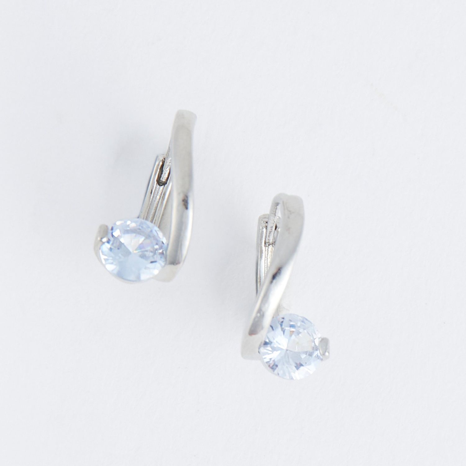Dazzlers - Twisted Cz Dazzler Hoop Earrings - Silver