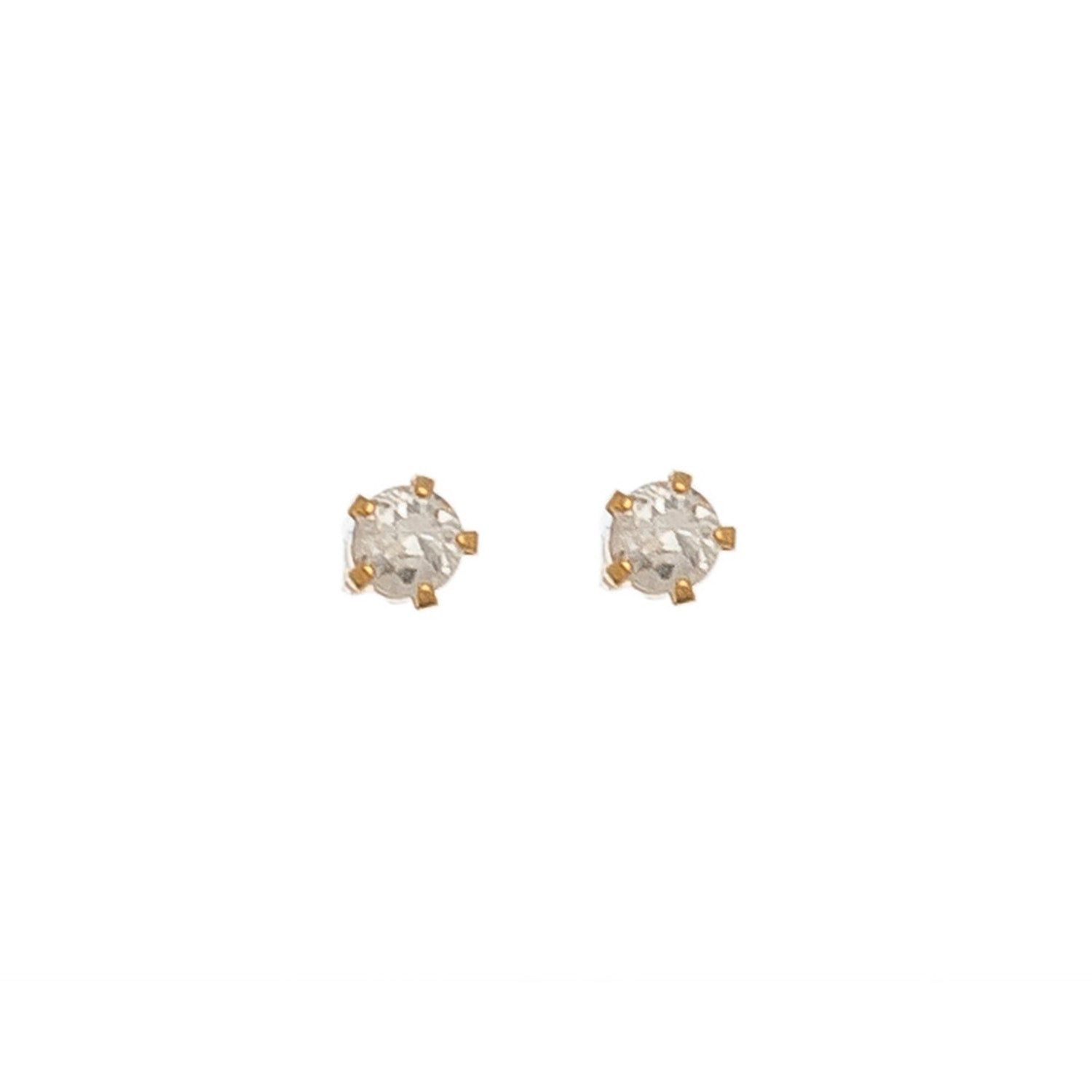 Ear Sense - 2Mm Cz Earrings - Gold