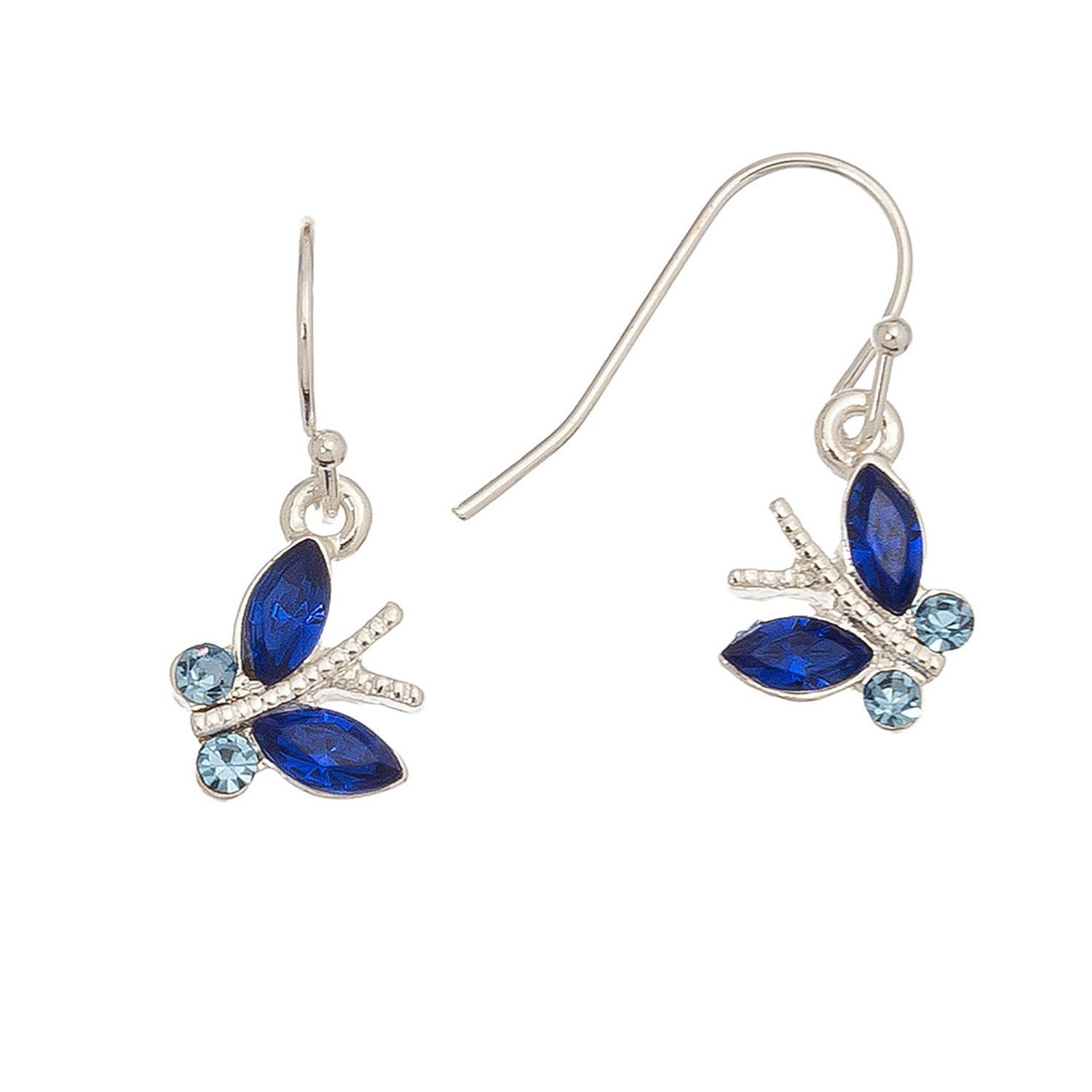 Ear Sense - Blue Stone Butterfly Earrings - Silver