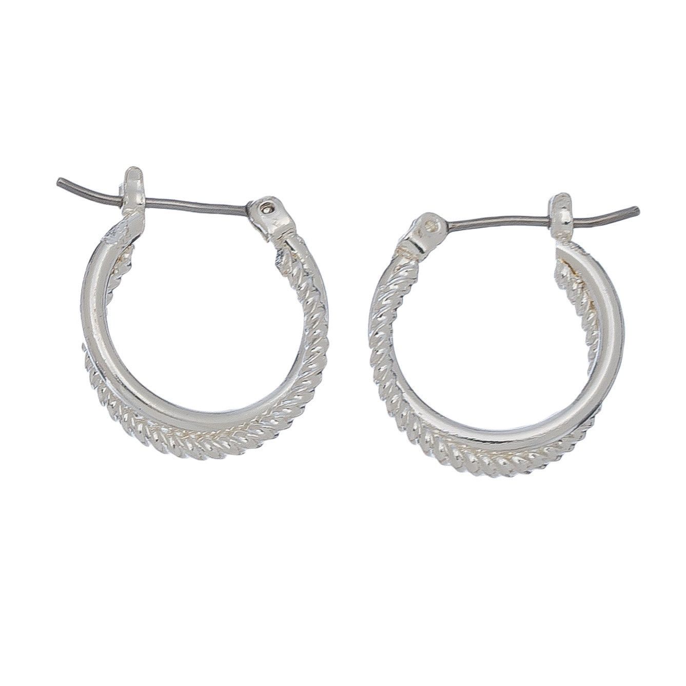 Ear Sense - Double Hoop Click Earrings - Silver