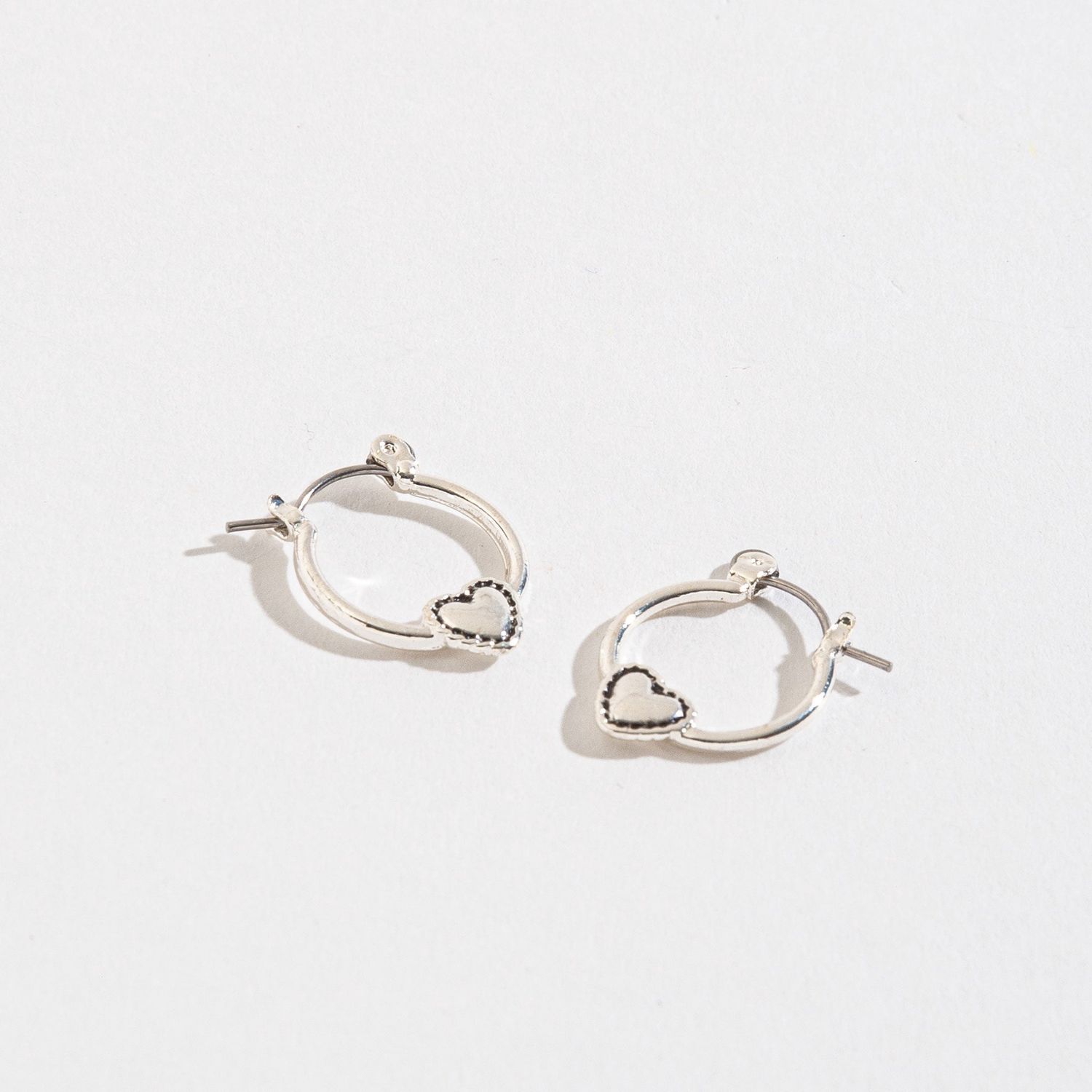 Ear Sense - Heart Hoop Earrings - Silver