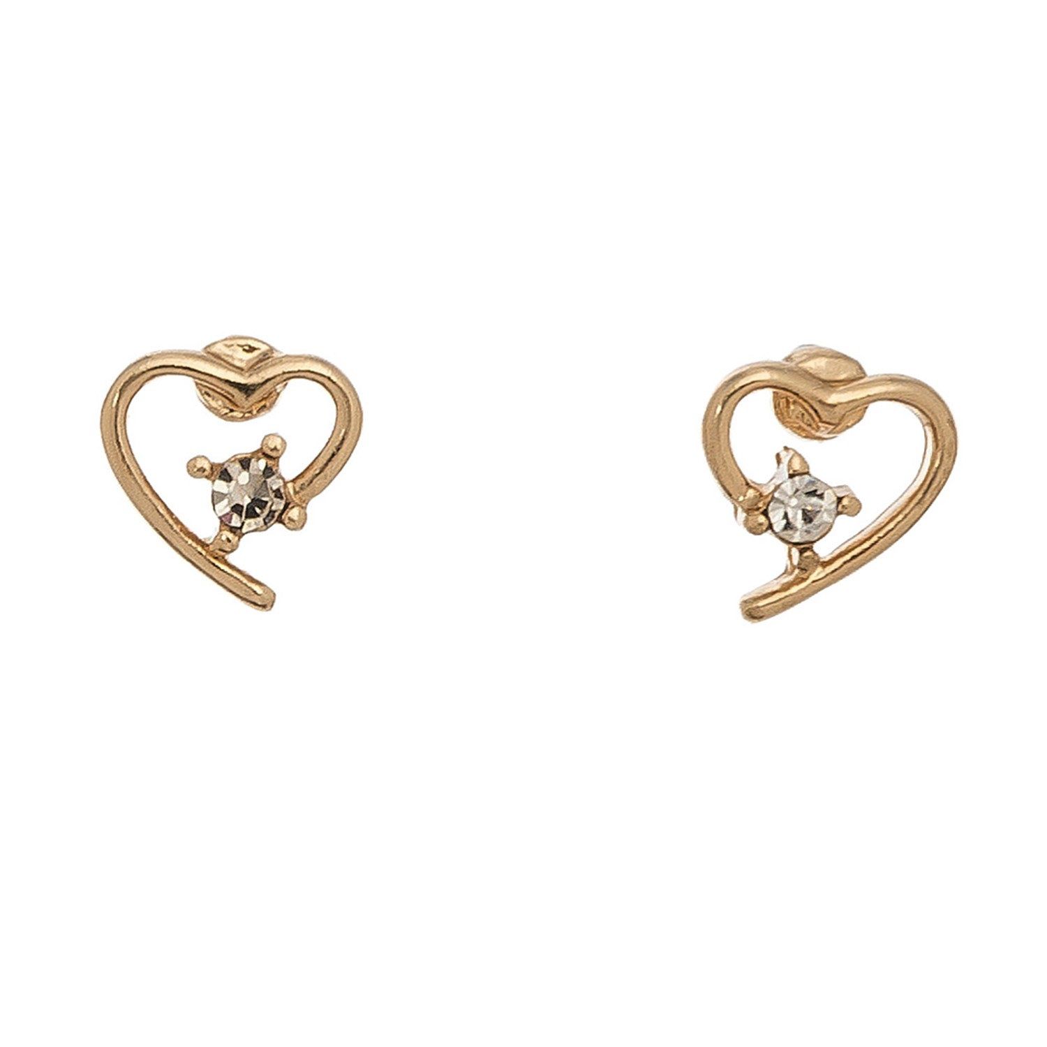 Ear Sense - Heart W/ Crystal Earrings - Gold