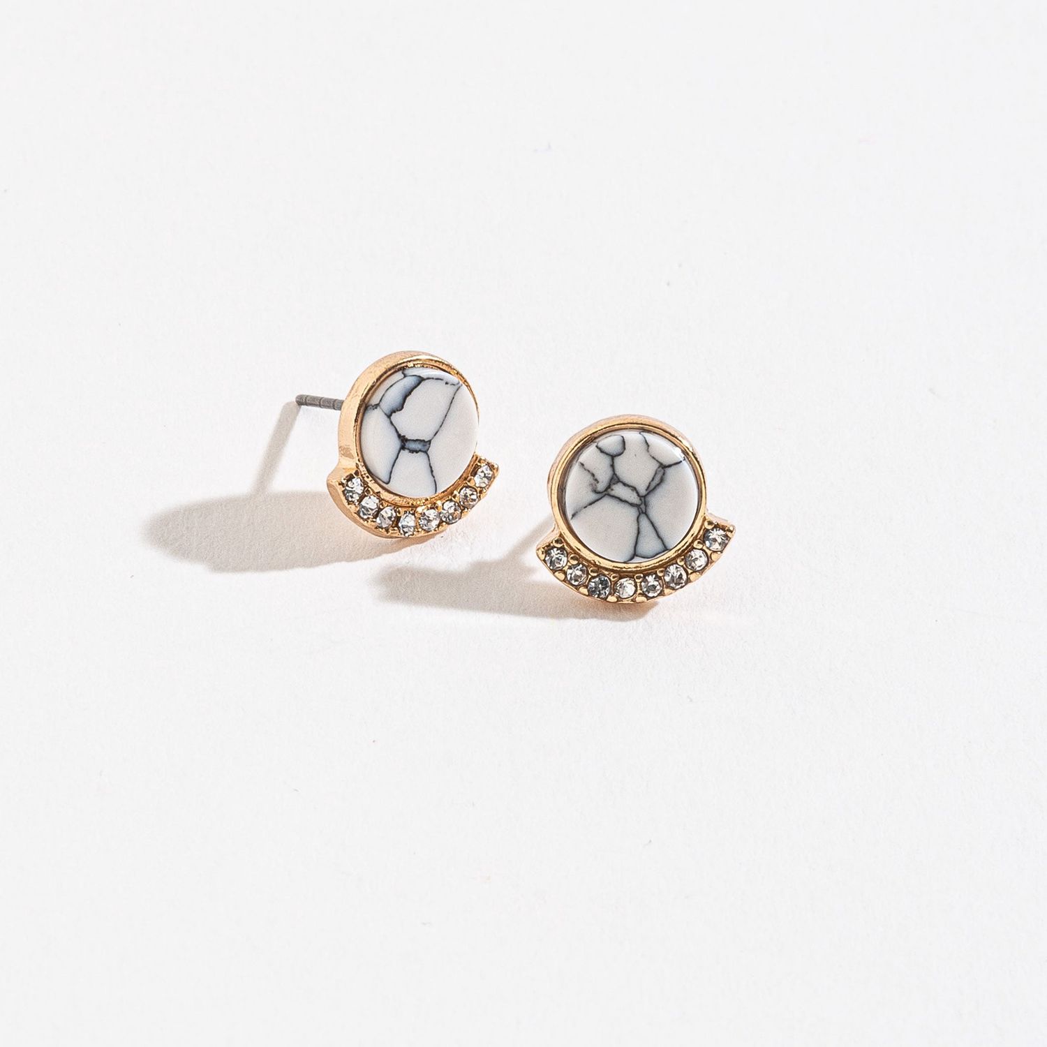 Ear Sense - Howlite Pave Earrings - Gold