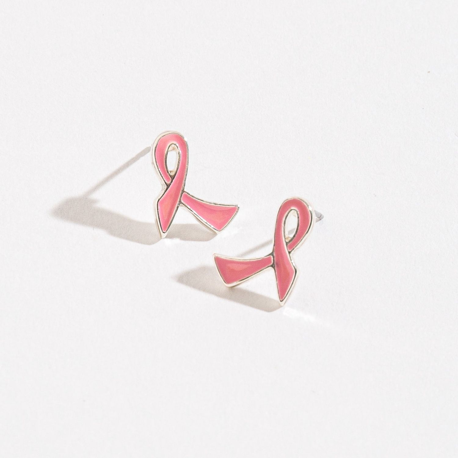 Ear Sense - Pink Ribbon Earrings - Silver