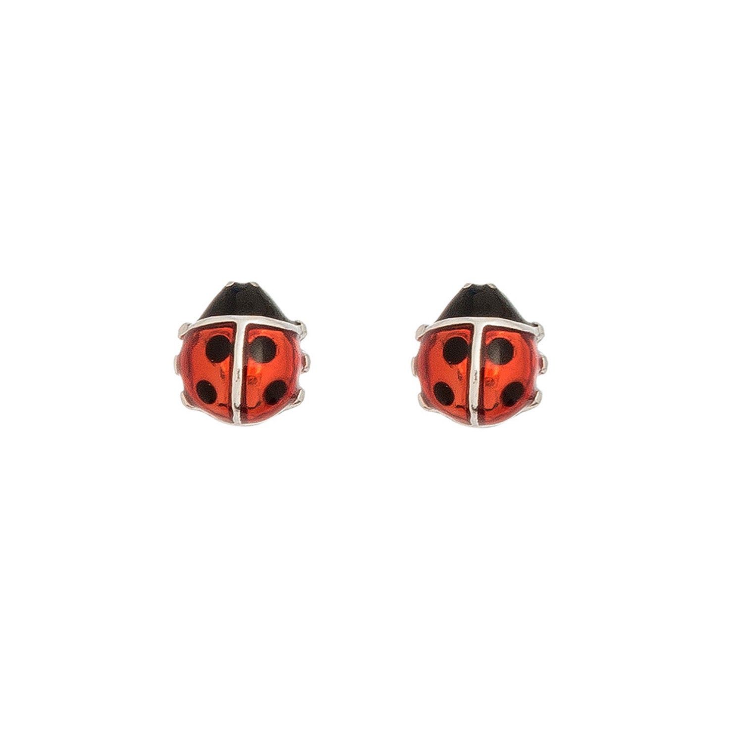 Ear Sense - Red Ladybug Earrings - Silver