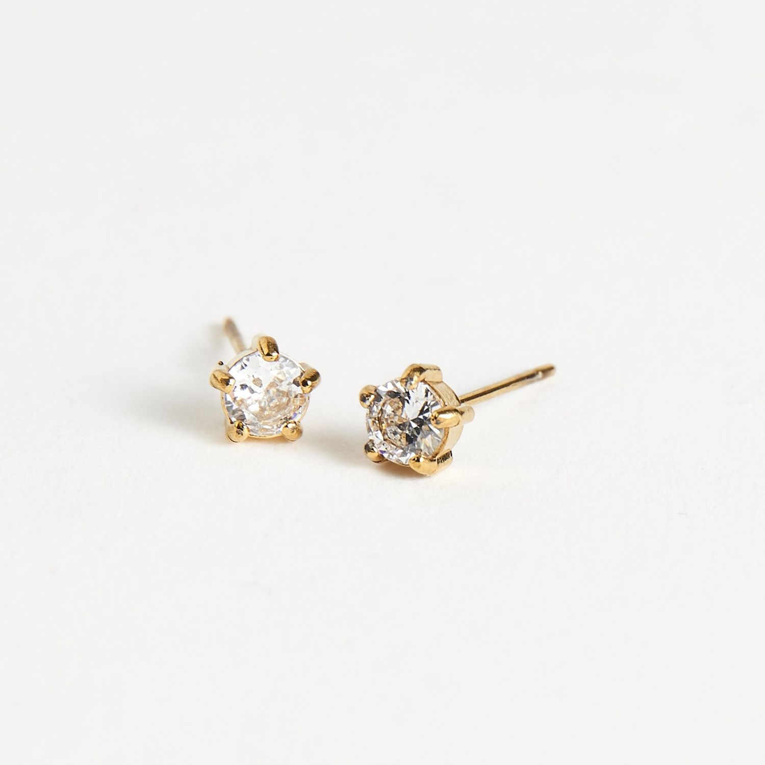 Narelle - 4Mm Round Cz Studs - 18K Gold Plating