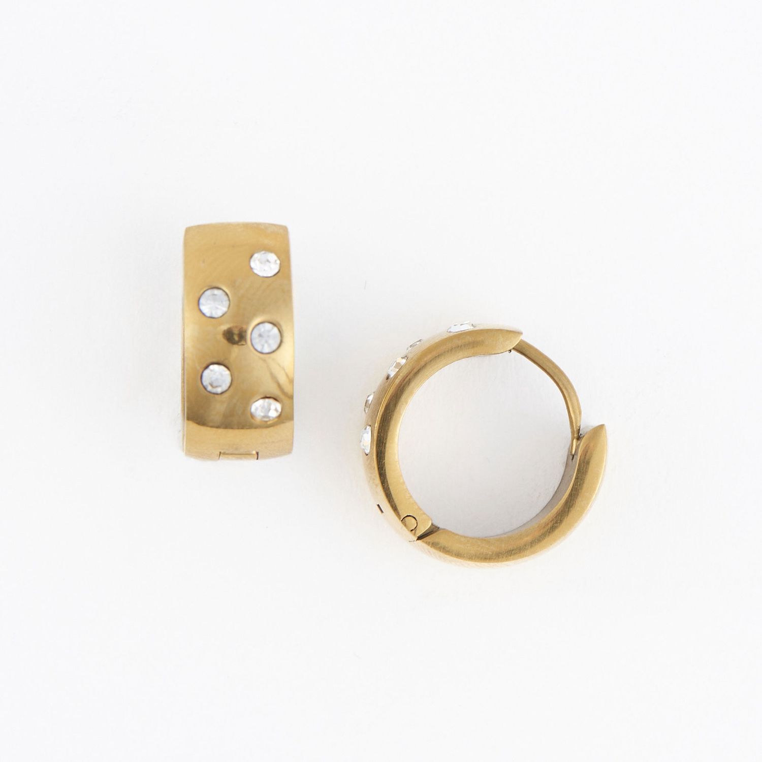 Narelle - Cz Inlay Huggie Hoops - 18K Gold Plating