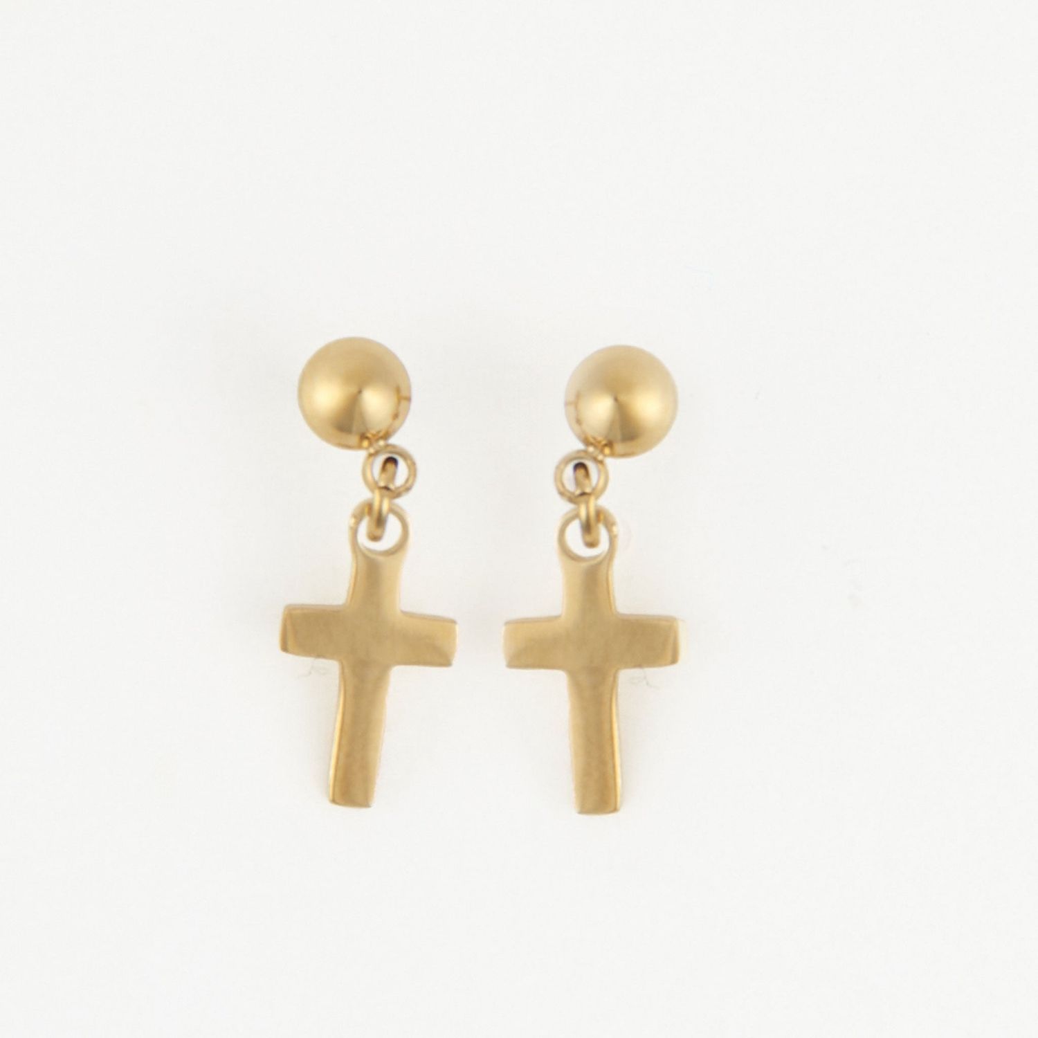 Narelle - Dangle Cross Stud Earrings - 18K Gold Plating