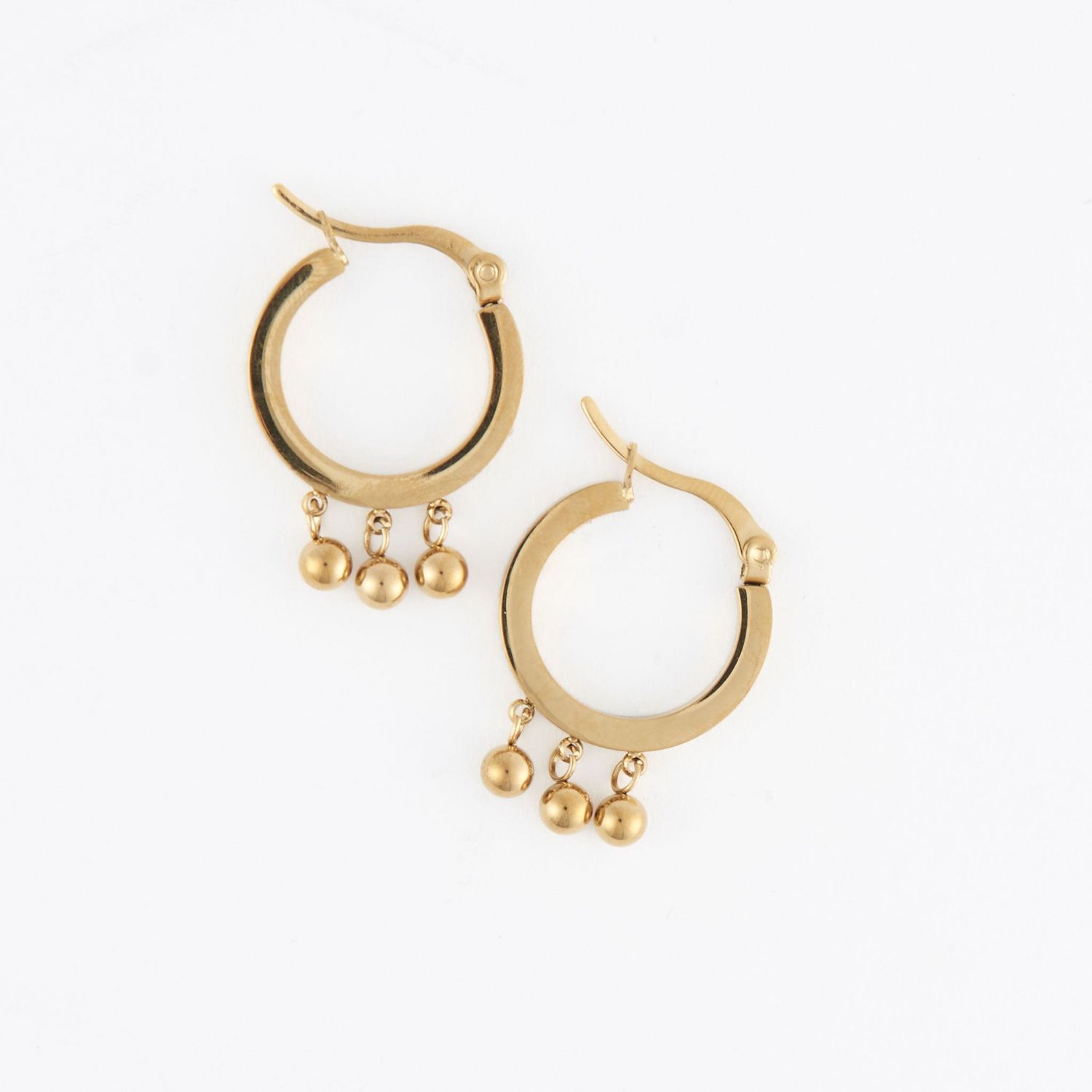 Narelle - Dangle Drop Huggie Hoop Earrings - 18K Gold Plating