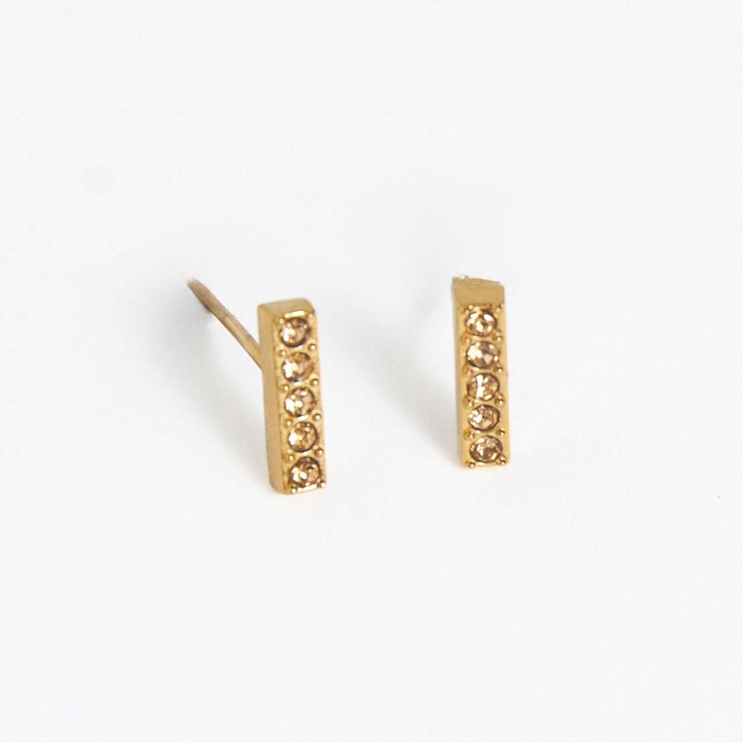 Narelle - Gem Bar Stud Earrings - 18K Gold Plating - Yellow Stone
