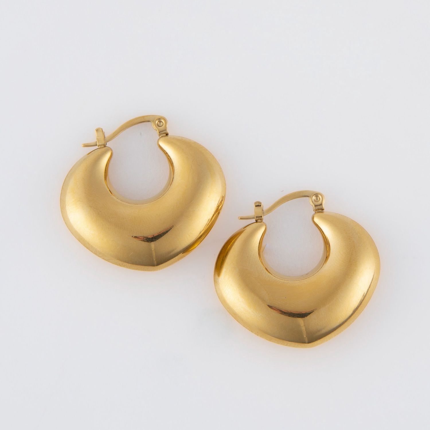 Narelle - Geometric Pin Catch Hoop Gold - 18K Gold Plating