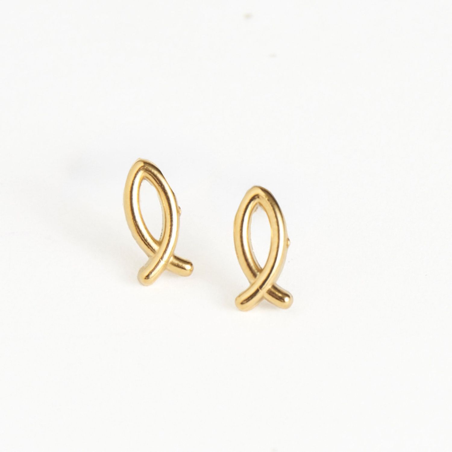 Narelle - Ichthys Stud Earrings - 18K Gold Plating