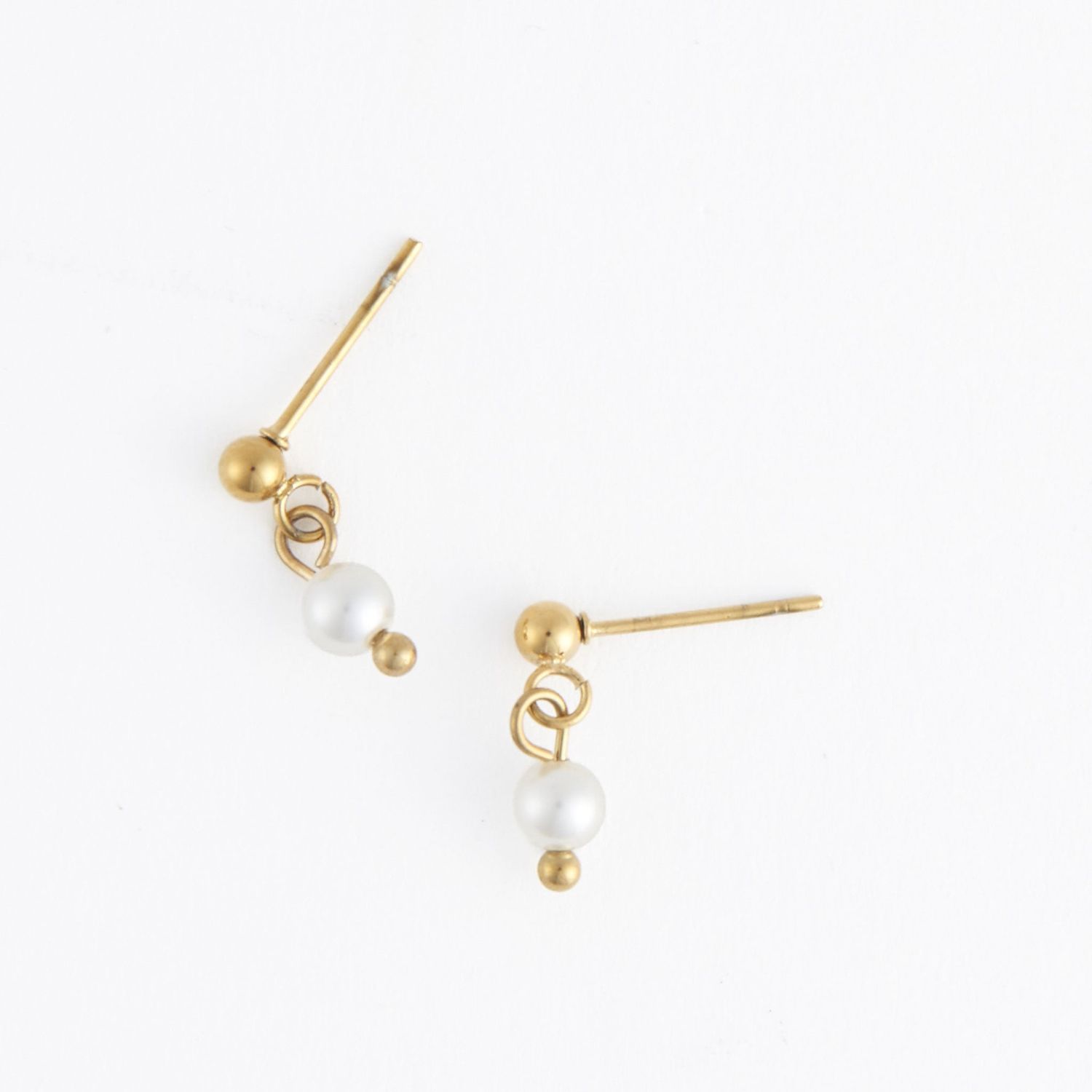 Narelle - Pearl Dangle Stud Earrings - 18K Gold Plating
