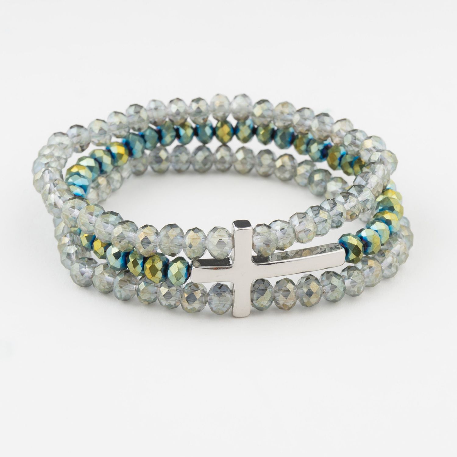 Presley Layered Cross Bracelet - Comfrey