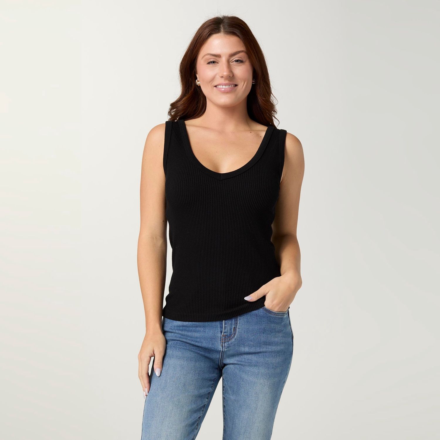 Darlene Reversible Seamless Ribbed Tank, Color: Black, Size: X-Small