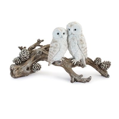 Owls On Branch Resin Sitter - 12" X 6.5"