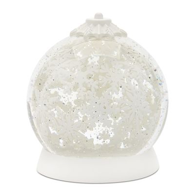Rotating Snowflake Snow Water Globe - 6.5" - White