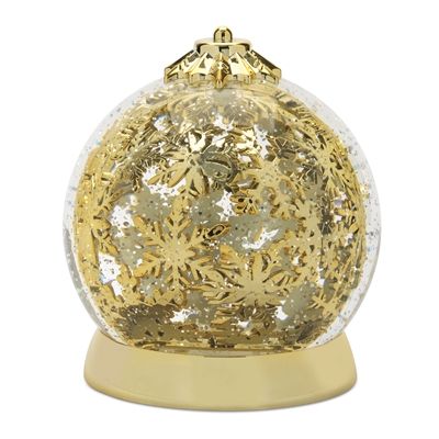 Rotating Snowflake Snow Water Globe - 6.5" - Gold
