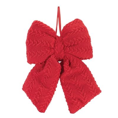 Plush Bow Ornament - 13" - Red
