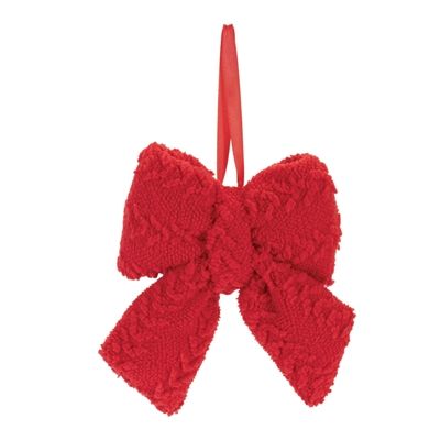 Plush Bow Ornament - 6" - Red
