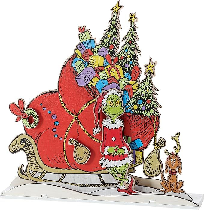 Grinch Sleigh Mantle Décor 14"