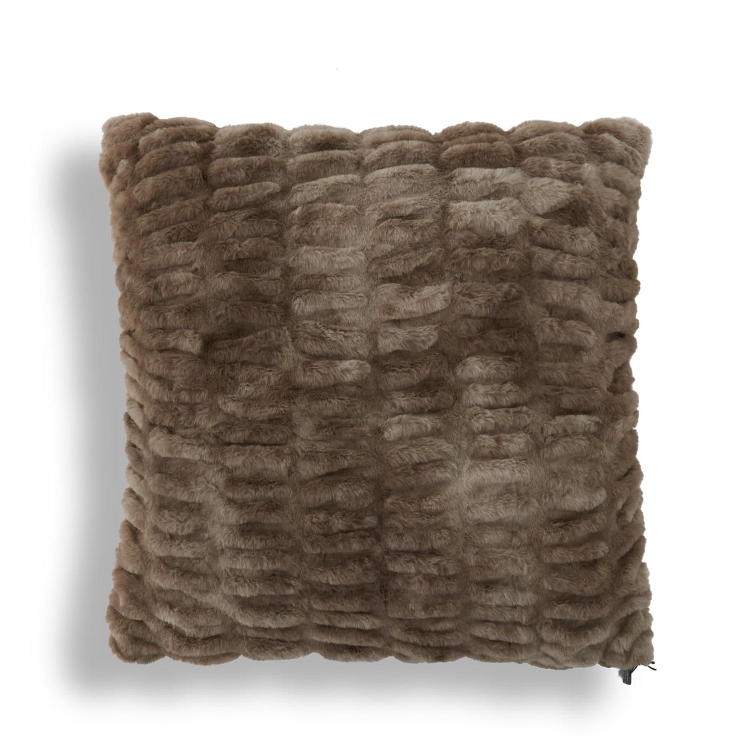 Ribbed Vegan Fur Pillow 24" - Brown