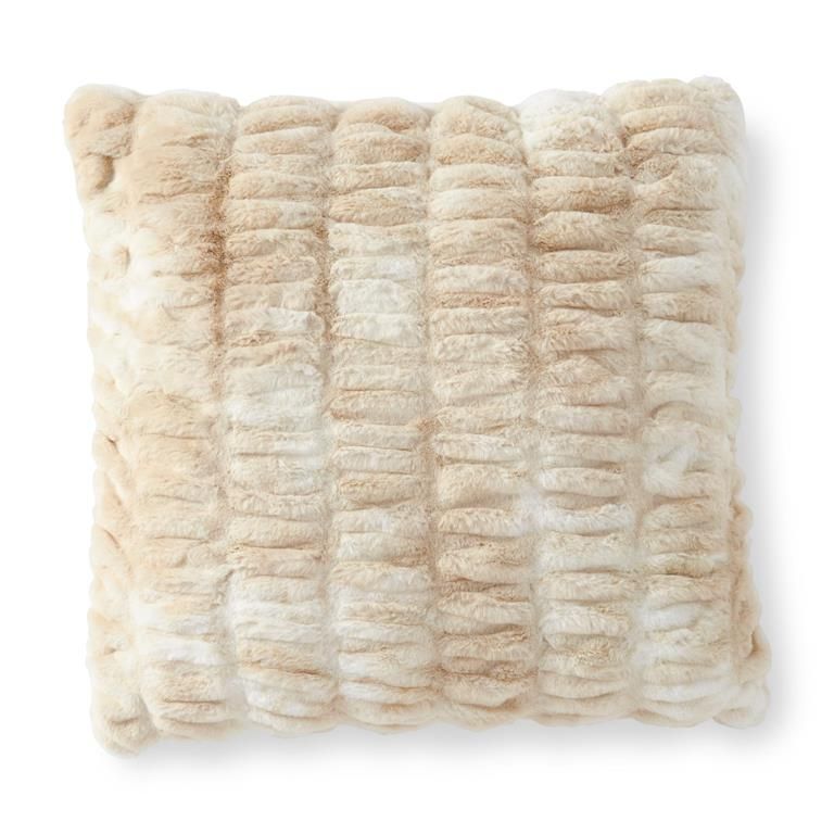 Ribbed Vegan Fur Pillow 24" - Cream