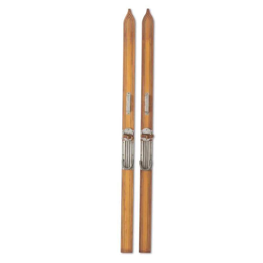 Wooden Skis Pair 67" - Set Of 2