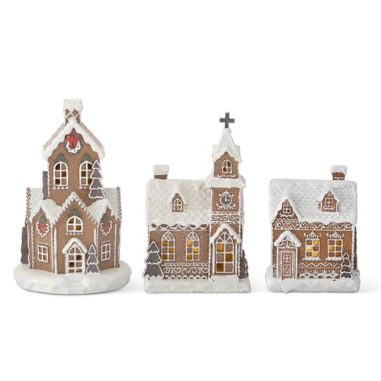 LED Gingerbread Church 9"