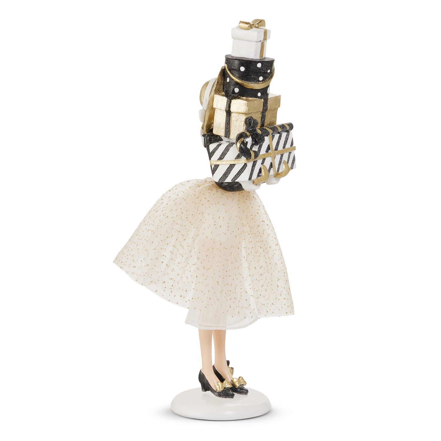 Holiday Shopper Figurine 14" - Black And Gold