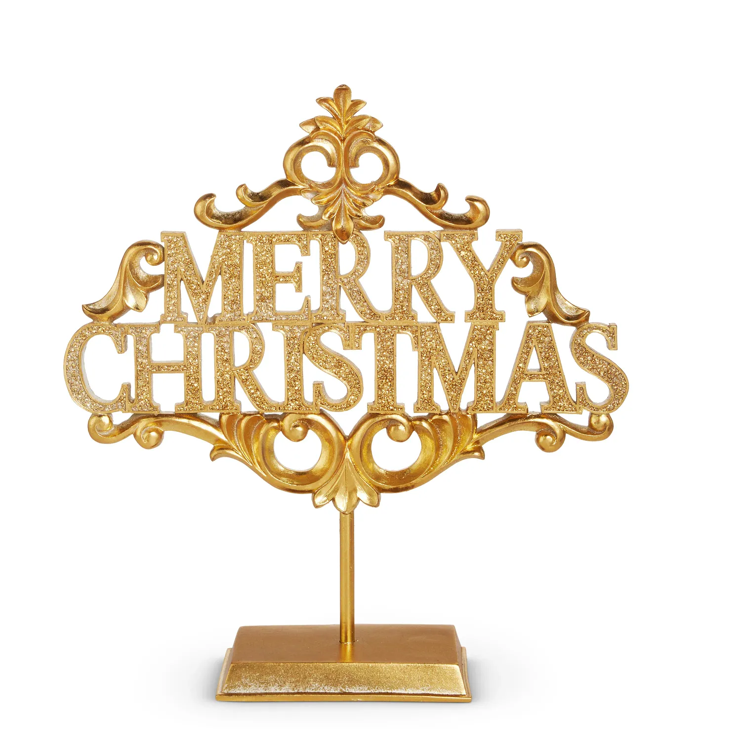 Glitter Merry Christmas Sign 16" - Gold
