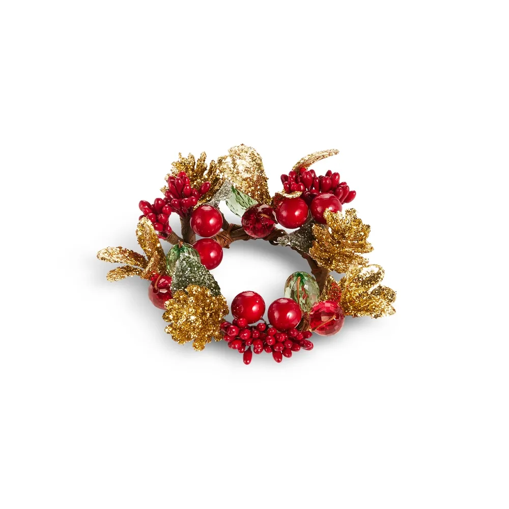 Berry Jewel Candle Ring 4" - Red And Gold