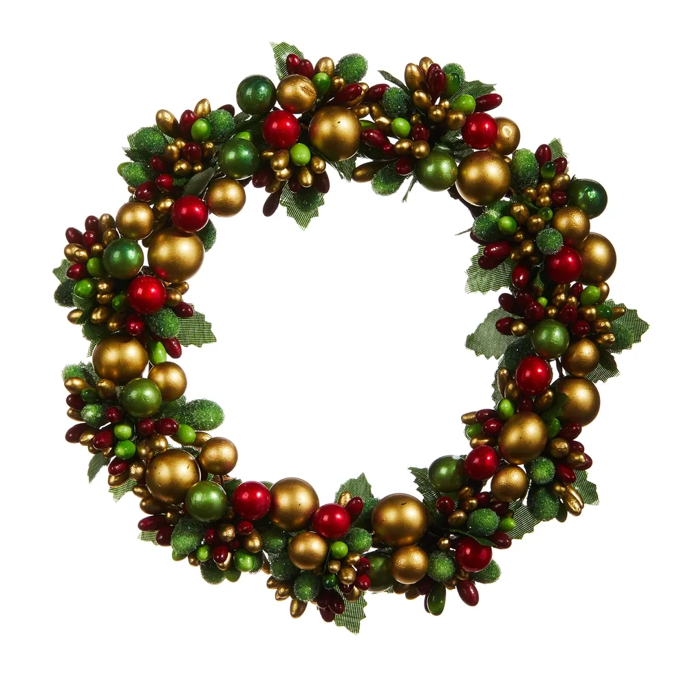 Beaded Berry Candle Ring 7"