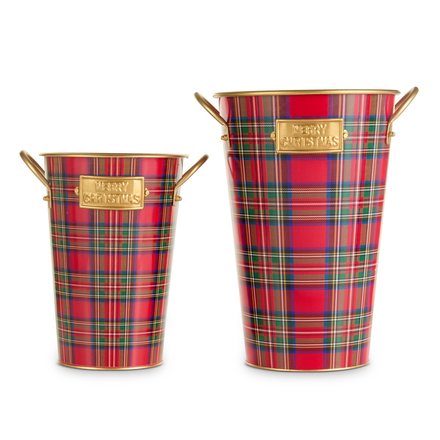 Plaid Metal Bucket