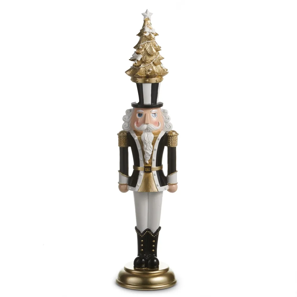 Black And Gold Resin Nutcracker 24"