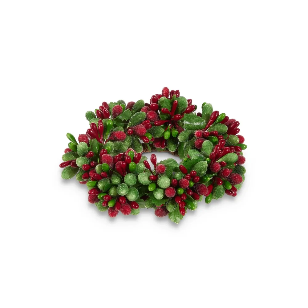 Beaded Berry Candle Ring 4.5"