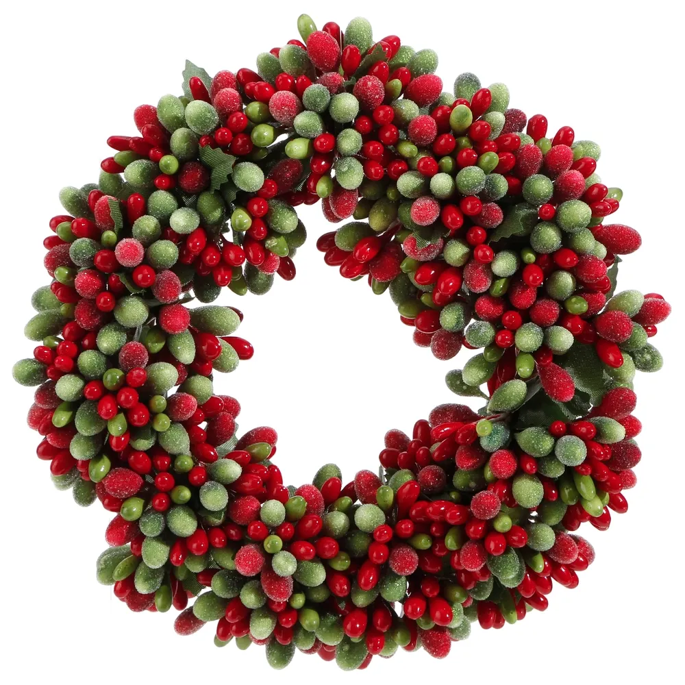 Beaded Berry Mini Wreath Candle Ring 6.5"
