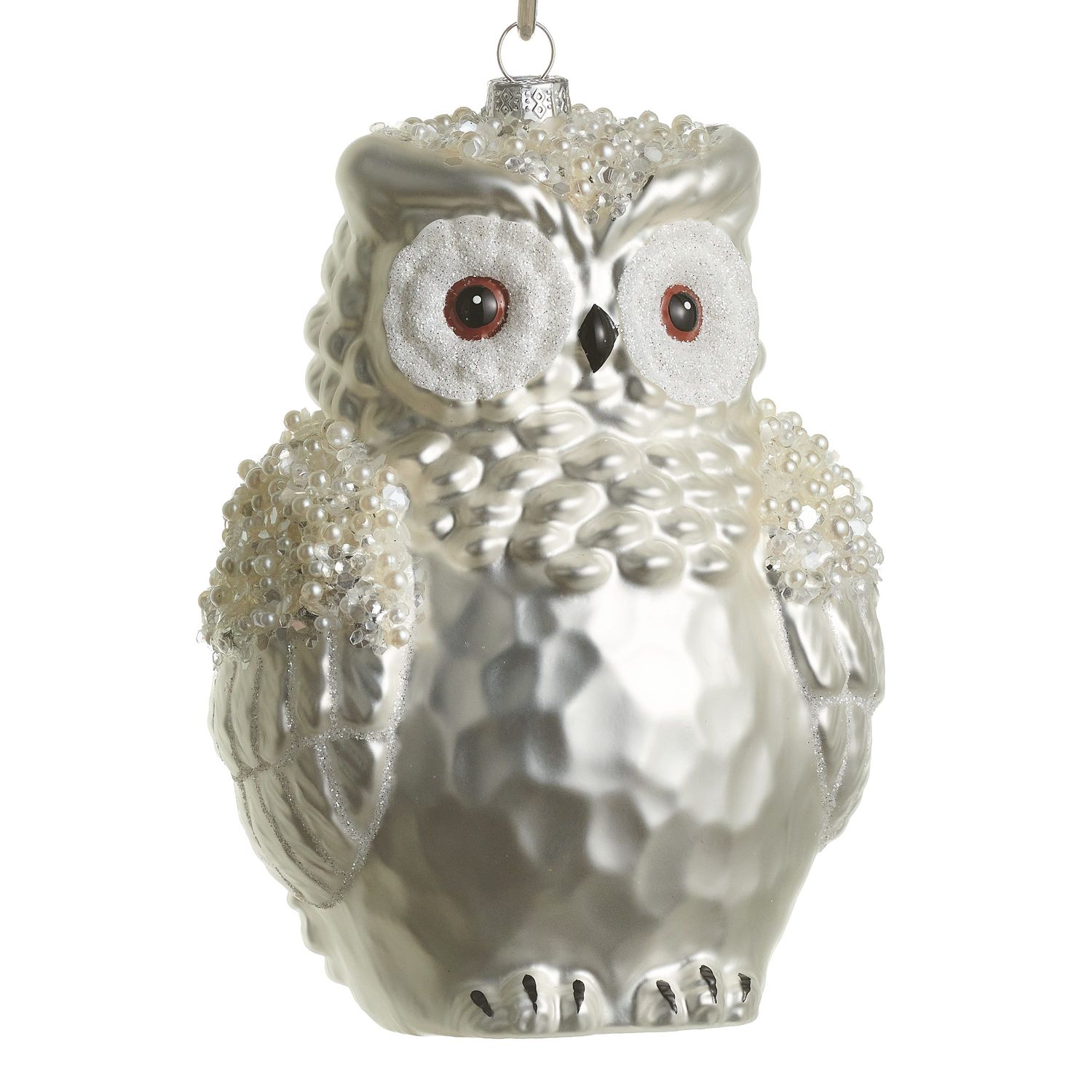 Jeweled Snowy Owl Ornament 6.5"