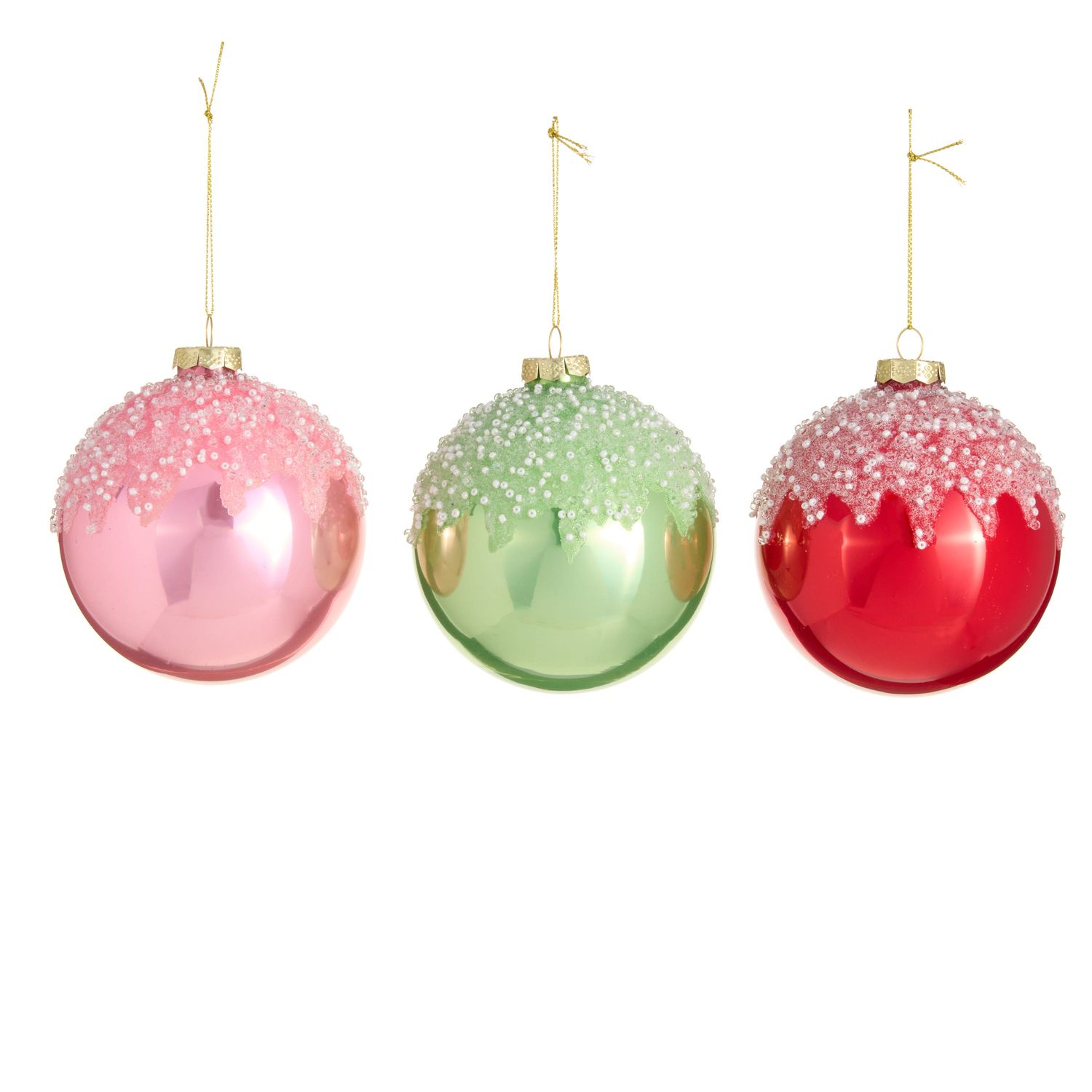 Icing Drizzle Ball Ornament 4" - 3 Styles - Sold Individually